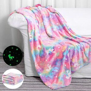 Glow in the Dark Unicorn Blanket for Girls Kids Christmas Birthday Gift 50x60
